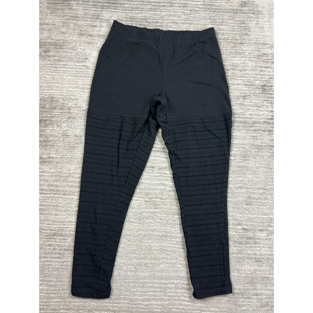 Torrid Leggings Womens 1 Black Eyelet Laser Cut Stripe Edgy Cropped 10842152